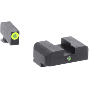 Ameriglo I-Dot Night Sight Set for Glock 17, 19, 22, 23, 24, 26, 27, 33, 34, 35, 37, 38, 39 Gen 1, 2, 3, 4 Tritium Green Front Dot with Yellow Outline, Single Dot Rear