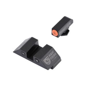 Night Fision Oem Replacement Perfect Dot Night Sight Set Square Tritium Green With Orange Outline Front, Green