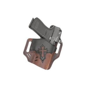Versacarry Arc Angel (OWB) Holster - Distressed Brown Base w/ Black Patch Size 1
