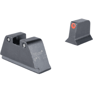 Trijicon Bright & Tough Suppressor Night Sight Set For Glock 17, 17l, 19, 22, 23, 24, 25, 26, 27, 28, 31, 32, 33, 34, 35, 37, 38, 39, And 45 3-Dot Tritium Orange Front Black Rear With White Outline