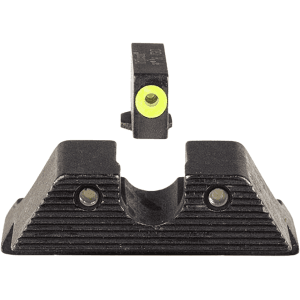 Trijicon Hd Xr Night Sight Set For Glock 17, 17l, 19, 22, 23, 24, 25, 26, 27, 28, 31, 32, 33, 34, 35, 37, 38, 39 Gen 1, 2, 3, 4, 5 Steel Matte 3-Dot Tritium Green With Yellow Front Dot Outline