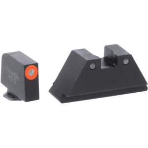 Ameriglo Xl Spartan Operator Suppressor Night Sight Set For Glock 17, 19, 20, 21, 22, 23, 24, 26, 27, 29, 30, 31, 32, 33, 34, 35, 36, 37, 38, 39, 40, 45 3-Dot Tritium Green Front Orange, Black Rear