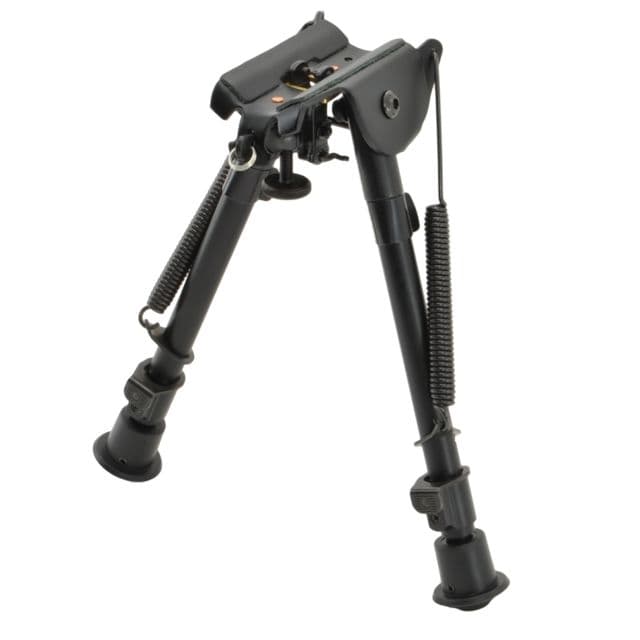 Aimtech Stud Mount 9-13 in Adjustable Lever Locking Pivot Notched Leg Bipod Heavy Duty Black