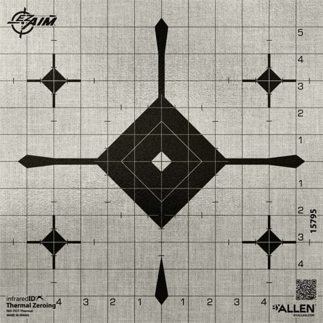 Allen EZ Aim Thermal ID Grid Bullseye Paper Target 12in x 12in Gray