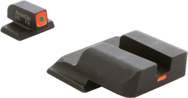 AmeriGlo CAP Sight Set for SmithWesson M&P w/Front Green Tritium Orange Square Outline/ Rear Orange Line Non Trit