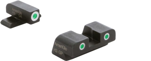 AmeriGlo Classic 3 Dot Tritium Night Sight Set for Springfield Hellcat w/Front Green Tritium/ Rear Green Tritium White Outlines