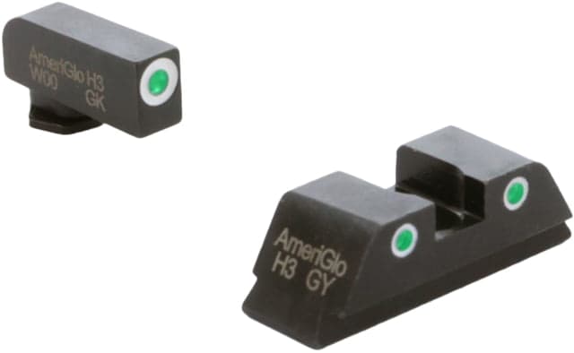 AmeriGlo Classic 3 Dot Tritium Night Sight Set for Walther PDP w/Front Green Tritium White Outline/ Rear Green Tritium Black Outline