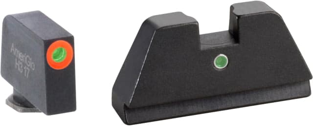 AmeriGlo Glock Tritium Night Sight Suppressor/Optics Height Sight Green tritium Lamp Orange outline front Single green tritium dot rear .315in
