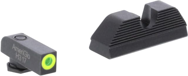 AmeriGlo Green Tritium Lamp LimeLumi Outline FRONT Black Serrated U notch REAR All Gen 202129303132364041