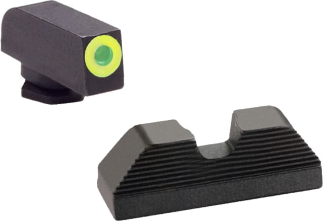 AmeriGlo Green Tritium Lamp LimeLumi Outline FRONT Black Serrated U notch REAR Gen 5 171919x263445