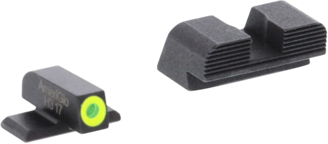 AmeriGlo Green tritium Lamp LumiGreen Outline FRONT Black serrated REAR SIG Most models using #6 Front #8 Rear
