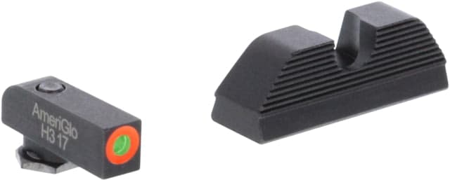 AmeriGlo Green Tritium Lamp Orange Outline FRONT Black Serrated U notch REAR All Gen 202129303132364041