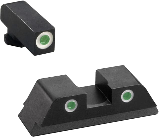 USED AmeriGlo Pistol Tritium Night Sights Glock 17 19 22 23 242627333435373839 Classic Green Front Green Rear GL-113