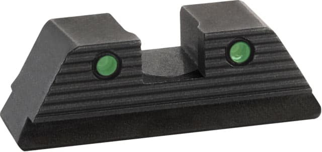 AmeriGlo Rear Only-Green Tritium Lamp 2-dot Black Outlines .276" H .165 Sq Notch fits MOS slide