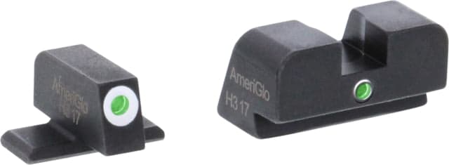 AmeriGlo SIG I-Dot Tritium Pistol Sight Sets Green Tritium Lamp White Outline FRONT Green Single Dot REAR