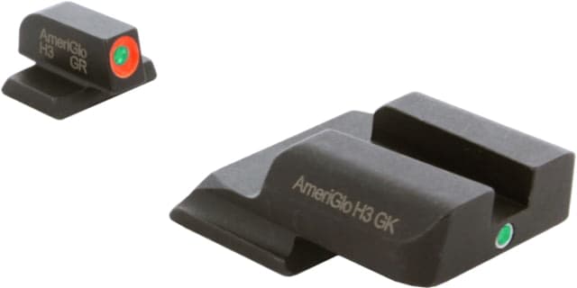 AmeriGlo Tritium Front and Rear Sights MP Shield 2 Dot night Sight set ProGlo Front with ORNG Outline GRN single Dot Rear