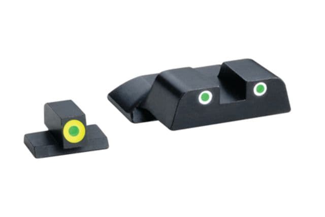 Ameriglo Tritium Front/Rear Combo Sights Green Dot White Outline Rear And Green Dot LumiLime Outline Front For S&W M&P Not Shield