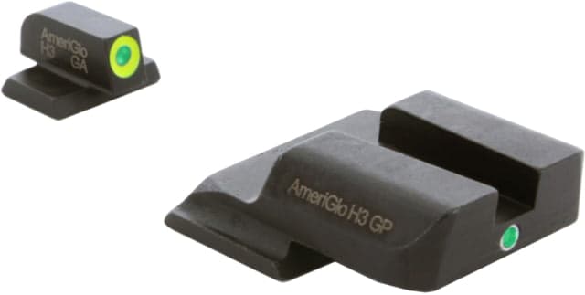 AmeriGlo Tritium i-Dot Night Sight Set All MP except Shield Green ProGlo LimeLumi Front Green Square Notch Rear