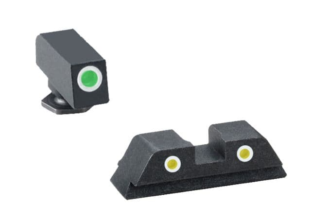 AmeriGlo Pistol Tritium Night Sights Glock 17 19 22 23 24 26 27 33 34 35 37 38 39 Classic Green Front Yellow Rear