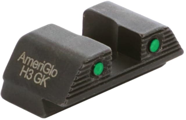 AmeriGlo Tritium Rear Sights for Glock 42/43/43X/48 w/Green Tritium 2 Dot Black Outlines .256in H .165 Sq Notch Trooper MOS fit