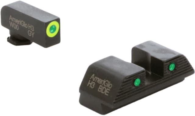 AmeriGlo Trooper Sets for Walther PDP w/Green Tritium LumiGreen Outline Front/ Green Tritium Black Outline Rear
