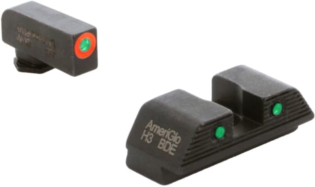 AmeriGlo Trooper Sets for Walther PDP w/Green Tritium Orange Outline Front/ Green Tritium Black Outline Rear