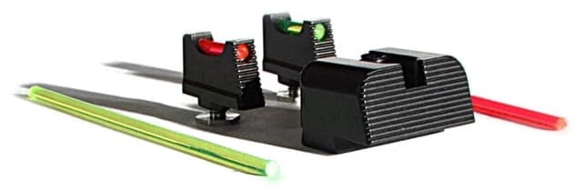 Angry Bear Arms Tall Profile Serrated Fiber Optic Pistol Sights Glock 17 19 22 26 31 34 45 47 Black