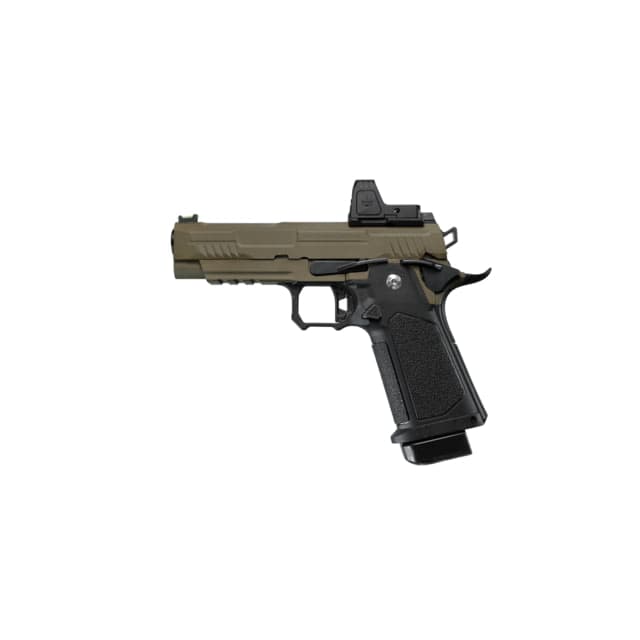 Arcturus Vanguard 4.3in Hi-Capa GBB Airsoft Pistol w/Optics Ready Slide & ARS-1 Red Dot Combo Black/Tan