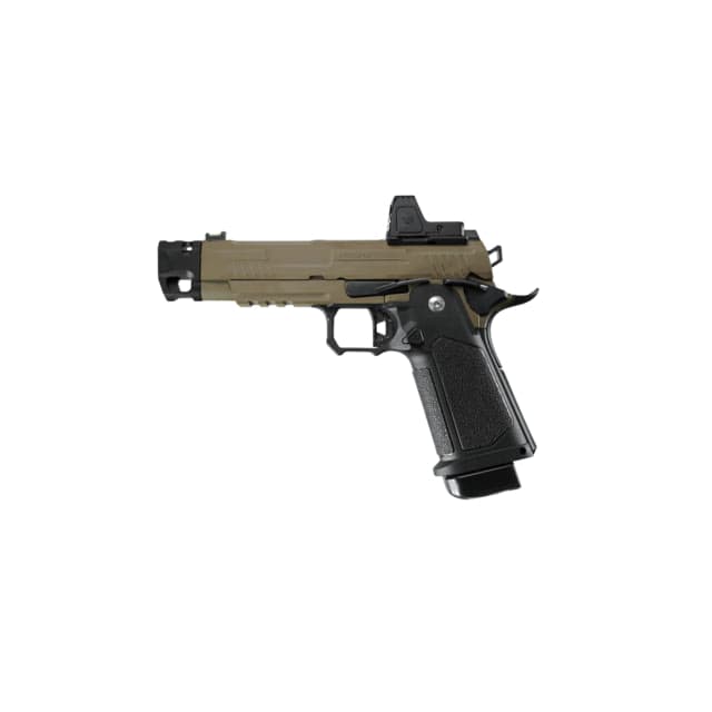 Arcturus Vanguard 4.3in Hi-Capa GBB Airsoft Pistol w/ Optics Ready Slide & Compensator & ARS-1 Red Dot Combo Black/Tan
