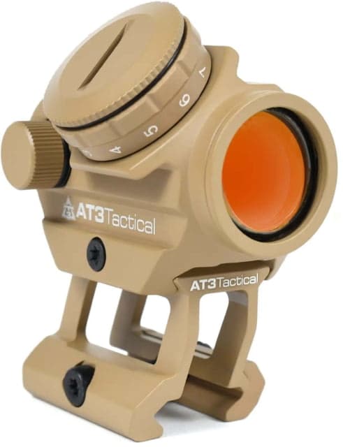 AT3 Tactical 1x23mm Micro Red Dot Reflex Sight 2 MOA Red Dot 1'' Height Riser Flat Dark Earth 1" Riser