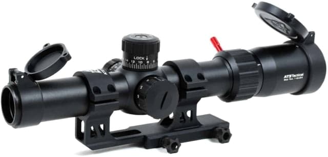AT3 Tactical Red Tail LPVO 1-6x24 LPVO Rifle Scope with Mount 30mm SFP Black Illuminated BDC Reticle MOA with 30mm Cantilever Mount and Throw Lever