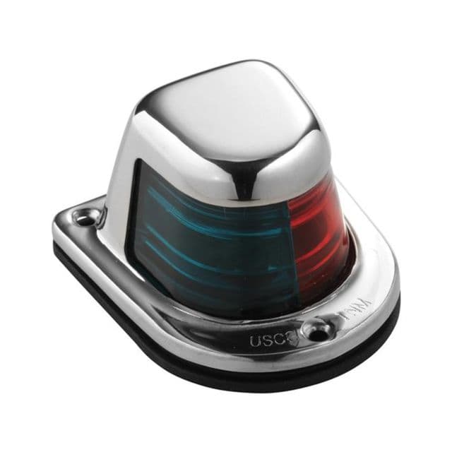 Attwood Marine 1-Mile Deck Mount Bi-Color Red/Green Combo Sidelight 12V Stainless Steel Housing