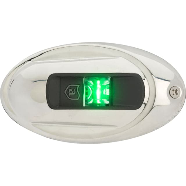Attwood Marine LightArmor Vertical Surface Mount Navigation Light Oval Starboard Stainless Steel 2NM Green