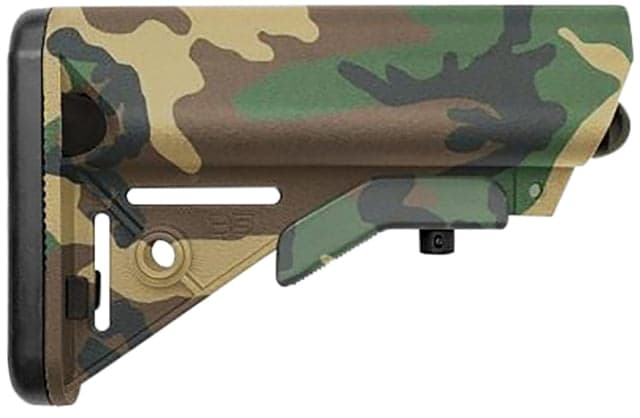 B5 Systems Sopmod Stock Woodland Camo W/ Quick Detach Mount Double The Resin And Glass Of Prior Sopmod Stock Makes This Stock 2-3 Times Stronger. Mil