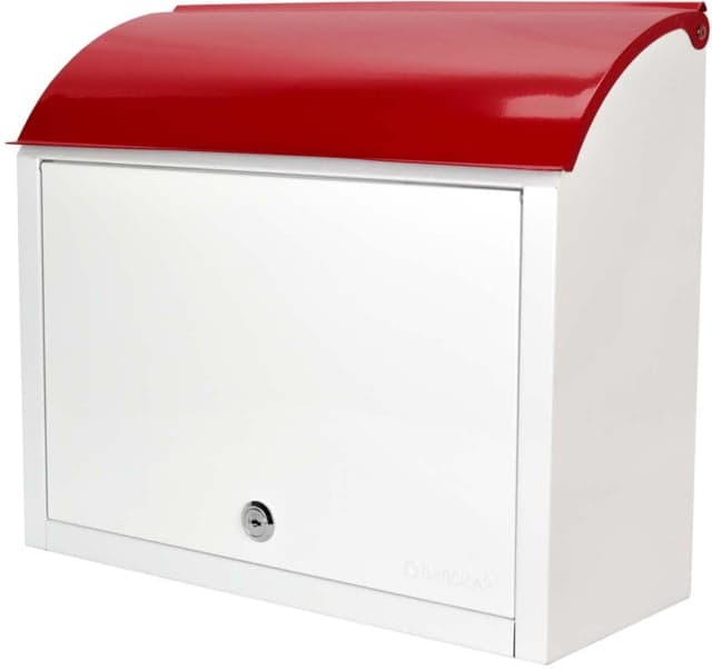 Barska Retro Locking Wall Mount Mailbox. 13in Width Cream-Red Small
