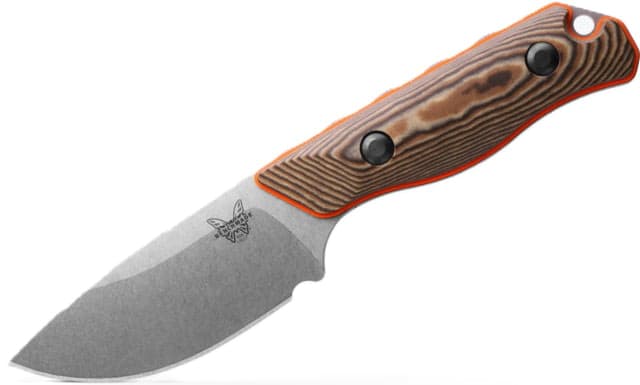 Benchmade Hunt Hidden Canyon Hunter Fixed Blade Knife 2.79 in CPM-S90V Stainless Steel Drop Point Blade Richlite G10 Orange G10 Base Layer