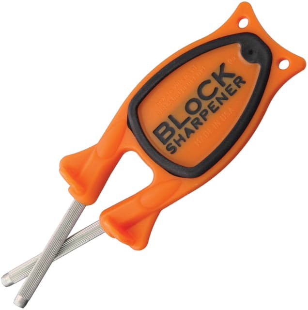 Block Sharpener The Block Knife Sharpener O/B 5.5" overall Orange and black polypropylene and thermal plastic ORANGE / BLACK