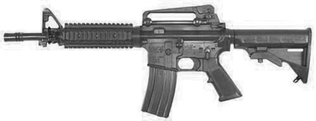 Blueguns Colt M4 Commando Training Guns Weighted No Light/Laser Attachment Rifle Black Closed Stock Fwd Rail