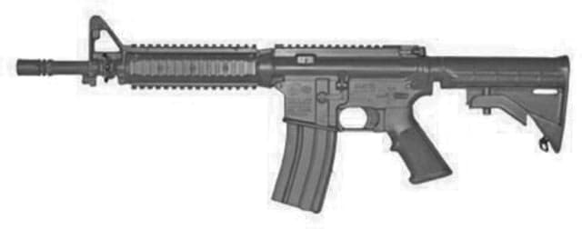 Blueguns Colt M4 Commando Training Guns Weighted No Light/Laser Attachment Rifle Black Flat Top Closed Stock Fwd Rail