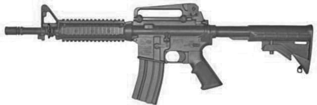 Blueguns Colt M4 Commando Training Guns Weighted No Light/Laser Attachment Rifle Black Open Stock Fwd Rail