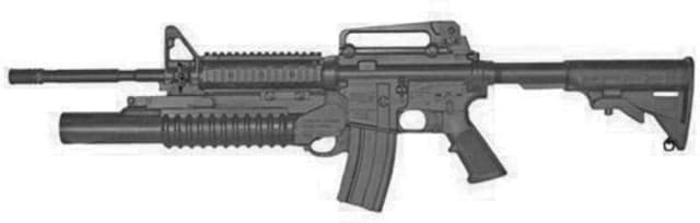 Blueguns Colt M4 Training Guns Weighted No Light/Laser Attachment Rifle Black Open Stock Fwd Rail M203 Grenade Launcher