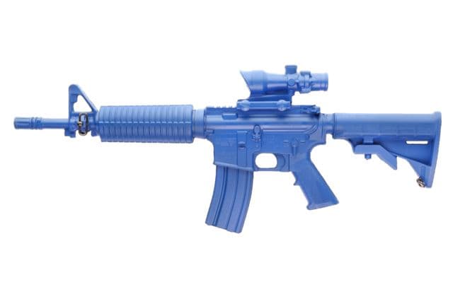 Blueguns Colt M4 Commando Training Guns Not Weighted No Light/Laser Attachment Rifle Flat Top Closed Stock ACOG Sight Blue