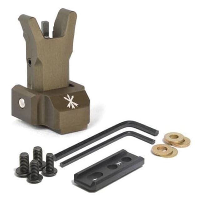 Unity Tactical M-LOK Compatible FUSION Adapter Black FUS-MFA W/ Unity Tactical Folding Front Sight Flat Dark Earth FUS-S1F