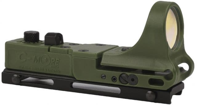 C-MORE Railway Red Dot Sight w/Click Switch Olive Drab Green 6 MOA