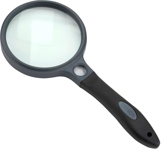 Carson 3.5in Soft-Grip Glass Magnifier 2x with 11.5x Spot Lens and Case