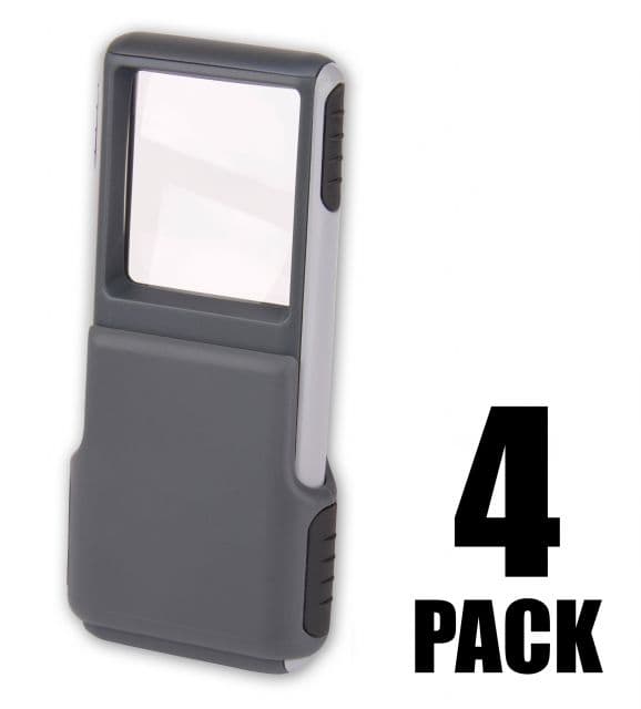 Carson MiniBright 3x Pocket LED Magnifier Loupe 4 Pack Grey