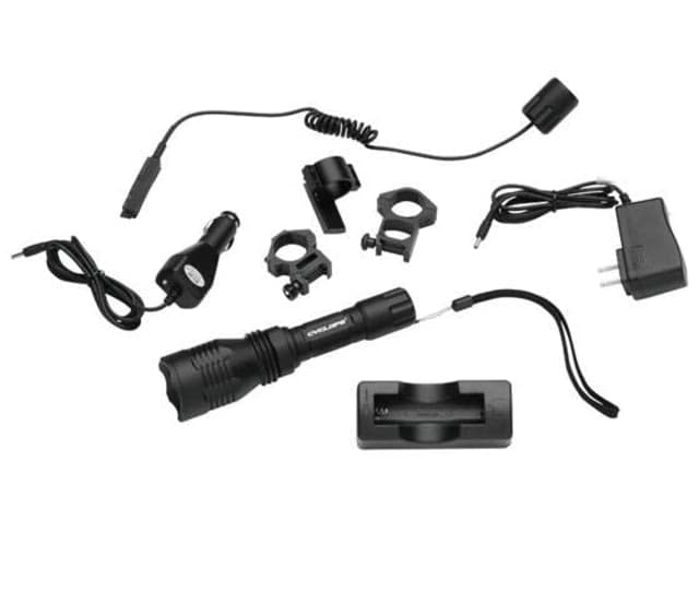 Cyclops Scope Mounted Varmint Light Rechargeable LED Flashlight w/ Green LED 250 Lumens Clam Pack Black