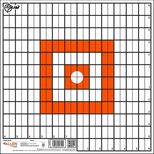 EZ-Aim 12in Square Paper Shooting Targets Sight-In Grid 12-Pack Orange & White