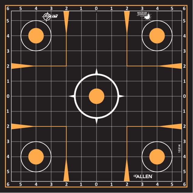 Ez-Aim Allen Reactive Sight Grid Paper Shooting Target 12x12in 10-Pack Black/Orange