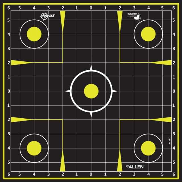 Ez-Aim Splash Reactive Paper Shooting Targets Sight-In Grid Peel Away Target Pad 12.5in Square 30-Pack Black/Chartreuse